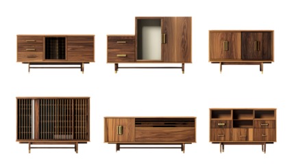 Stylish furniture set featuring modern wooden designs with storage