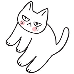 Cute cartoon lines of a fat cat with a funny face doodle.