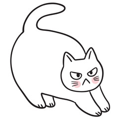 Cute cartoon lines of a fat cat with a funny face doodle.