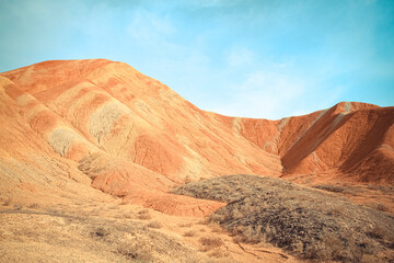 Qicai Danxia Landform  in Zhangye City, Gansu Province, China 