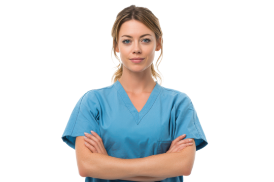 Confident Medical Nurse with Arms Crossed – Isolated PNG - Powered by Adobe