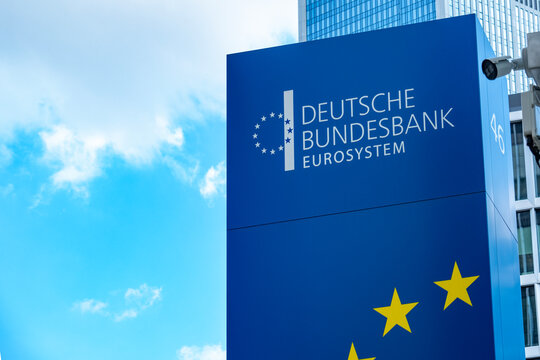 German Federal central bank sign, building exterior, Central Bank of Germany, Financial policy Frankfurt - July 22, 2024