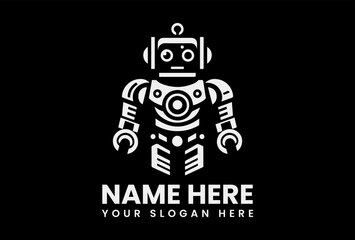Detailed Robot Silhouette Vector Logo Classic Sci-Fi Motif