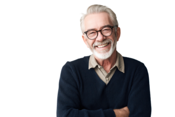 Modern Senior Gentleman with Glasses – PNG Image