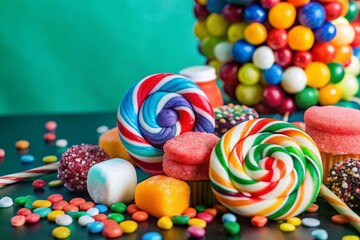 Sweet Treats Bokeh Background: Marshmallows, Candies & Confetti