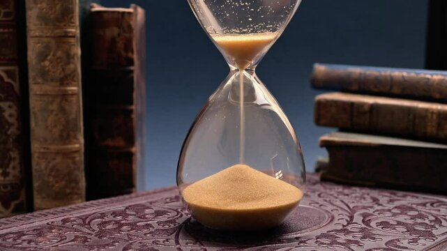 Turn back time, sand running backwards in an hour glass 