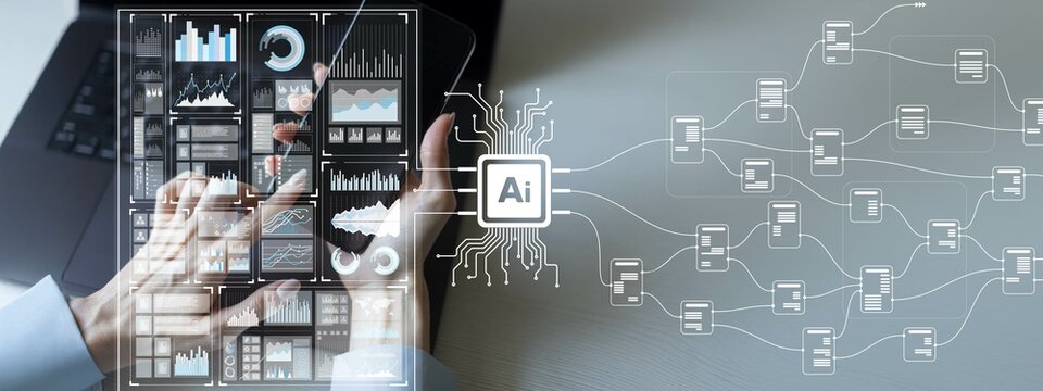 AI and Data Processing for Enhanced Insights on a Wide Banner, Business and Technology Concept.