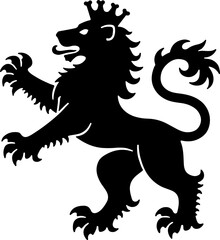 Heraldic Lion Emblem &ndash; Medieval Coat of Arms Silhouette