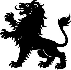 Obraz premium Heraldic Lion Emblem – Medieval Coat of Arms Silhouette