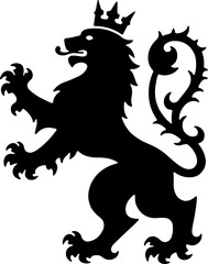 Obraz premium Heraldic Lion Emblem – Medieval Coat of Arms Silhouette