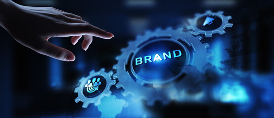 Brand words cloud on virtual screen. Branding, Marketing and Advertising concept.