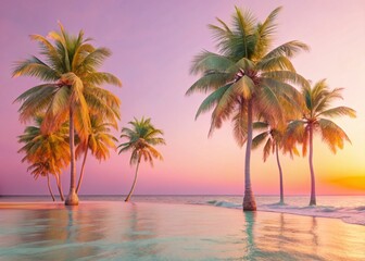 Tropical Neon Sunset Paradise: Vibrant Summer 3D Background