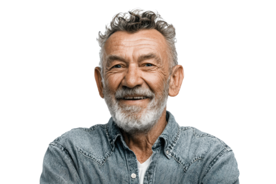 Elderly Man in Smart Casual Attire – Cutout Image