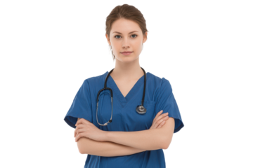 Front View of Medical Nurse with Arms Folded – No Background