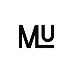 MU monogram logo design letter text name symbol monochrome logotype alphabet character simple logo