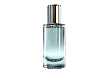Perfume bottle with silver cap, white isolate background