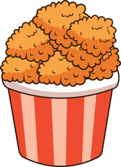 bucket of fried chicken, clipart, illustration for backgrounds and textures