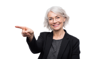 Authoritative Senior Woman in Business Attire – Transparent PNG