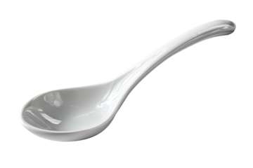 Porcelain soup spoon, white isolate background