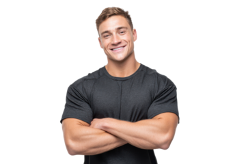 Happy Gym Trainer in Sporty Look – Transparent Background