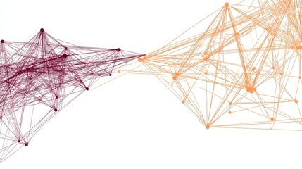Abstract Network Connection with Intricate Lines and Nodes in Vibrant Color Gradient