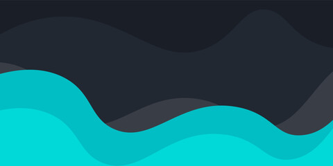Liquid, Fluid, Wavy, Wave Abstract Background Wallpaper With Blank Space. Light Blue Cyan Black. EPS10 Design Vector Graphic