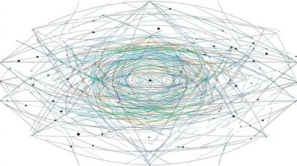Abstract Dynamic Lines and Shapes Creating a Complex Geometric Pattern in Vibrant Colors