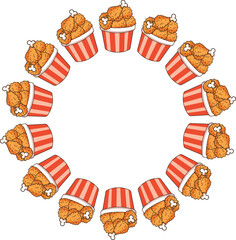 bucket of fried chicken, clipart, illustration for backgrounds and textures,circle