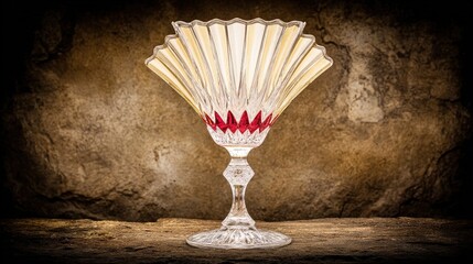 Elegant Crystal Glass with Unique Design and Rich Color on Rustic Stone Background