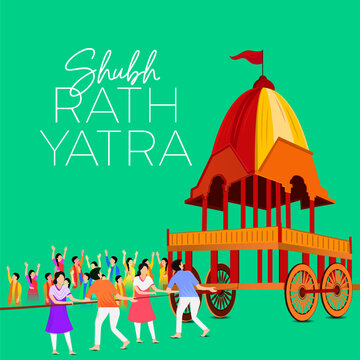 Traditional Indian Rath Yatra Poster Design &ndash; Lord Jagannath, Balabhadra, Subhadra