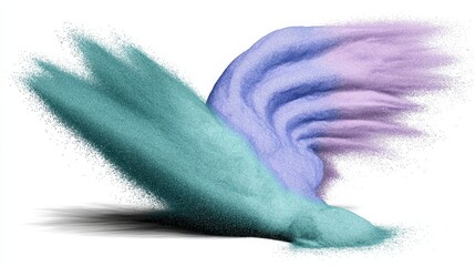 Vibrant Splashes of Colored Powder Creating Artistic Patterns in Motion on White Background