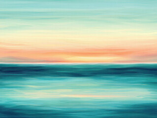 Fototapeta premium Serene ocean sunset with soft blue and orange hues