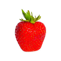 Fresh ripe strawberry in heart shape isolated on white background. Vibrant red fruit with green leaves, perfect for Valentine's Day, healthy food concepts, romantic themes. food blogs, print designs