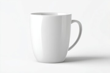 Obraz premium Simple white mug on a white background. Perfect for your morning coffee.