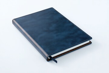 Elegant navy blue leather-bound notebook, perfect for journaling or sketching.