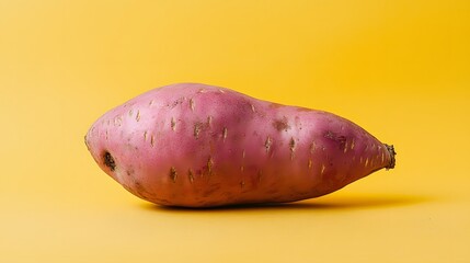 Fresh Sweet Potato on Bright Yellow Background for Healthy Cooking