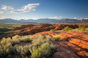 Obraz premium Sunset over red rock landscape