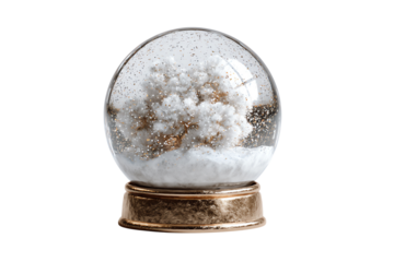Snow globe with tree inside, white isolate background.