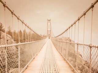 Obraz premium Vintage Photo: Pedestrian Suspension Bridge, Eagle Canyon, Ontario, Canada