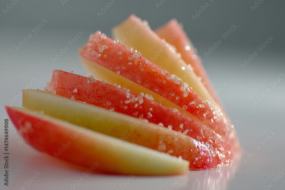 Aufkleber Freshly sliced apples with a sprinkle of sugar arranged on a clean surface