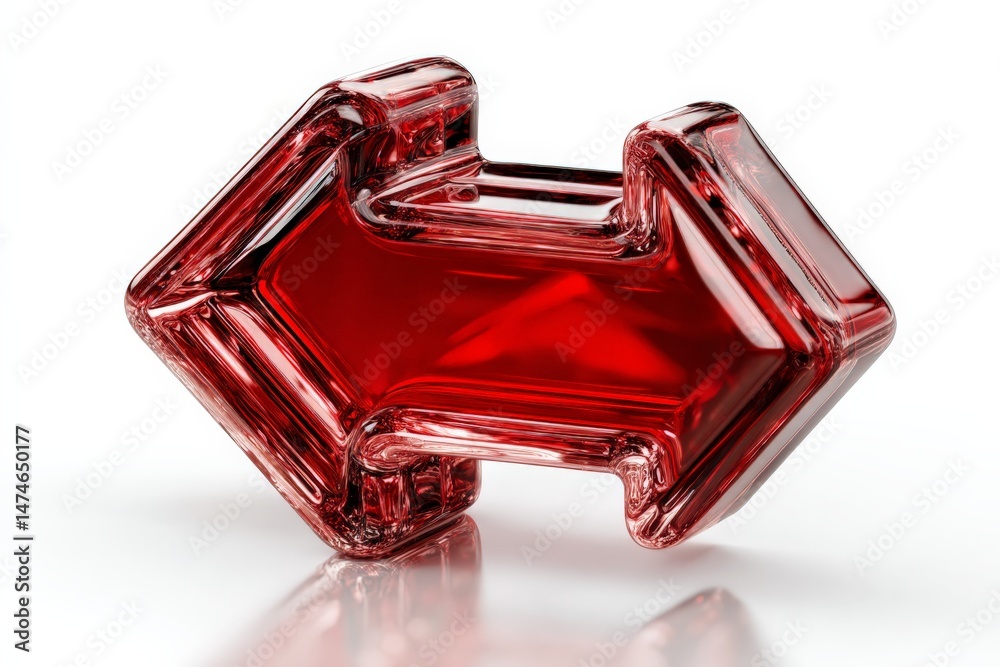 Aufkleber red glass arrow sign represents direction and choices in a modern design setting