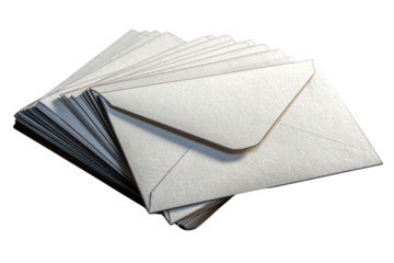 Stack of envelopes on a white isolated background.