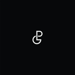 Linear Letter GP or PG Monogram with black background. 