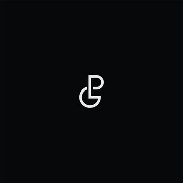Linear Letter GP or PG Monogram with black background. 