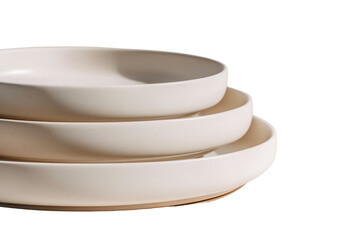 Stacked ceramic plates, white isolate background