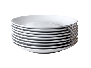 Stacked white plates, white isolate background