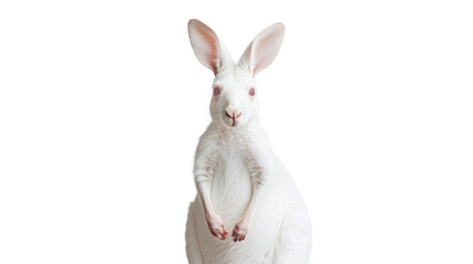 Obraz premium Standing white rabbit with large ears and eyes.