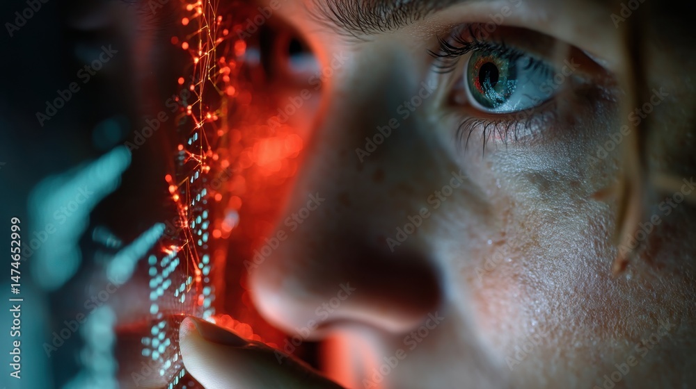 Poster person using artificial intelligence technology.stock image