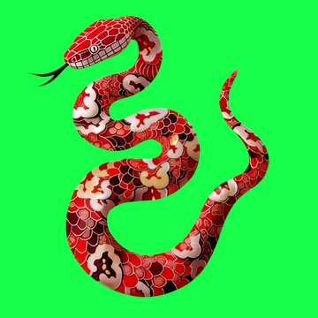 Vibrant patterned snake illustration transparent 4K video, green screen