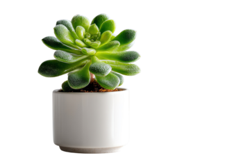 Succulent in a white pot on a white isolate background.